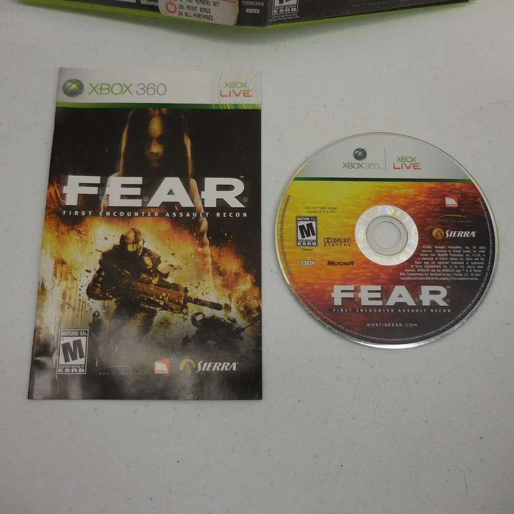 FEAR First Encounter Assault Recon Xbox 360 CIB Horror FPS Sierra Vivendi Games